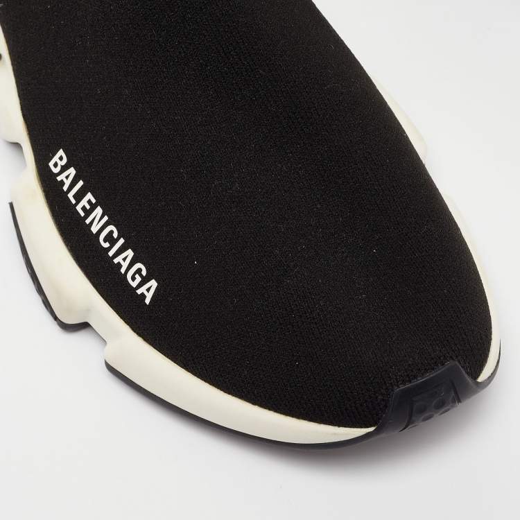 Pre Owned Balenciaga Black Knit Fabric Speed Trainer Sneakers Size 37