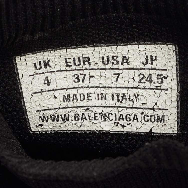 Pre Owned Balenciaga Black Knit Fabric Speed Trainer Sneakers Size 37