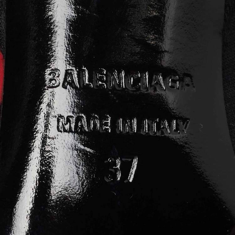 Pre Owned Balenciaga Black Fabric and Leather Logo Knife Pumps Size 37
