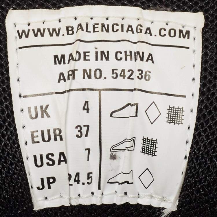Pre Owned Balenciaga Black Faux Leather Mesh Track Sneakers Size 37