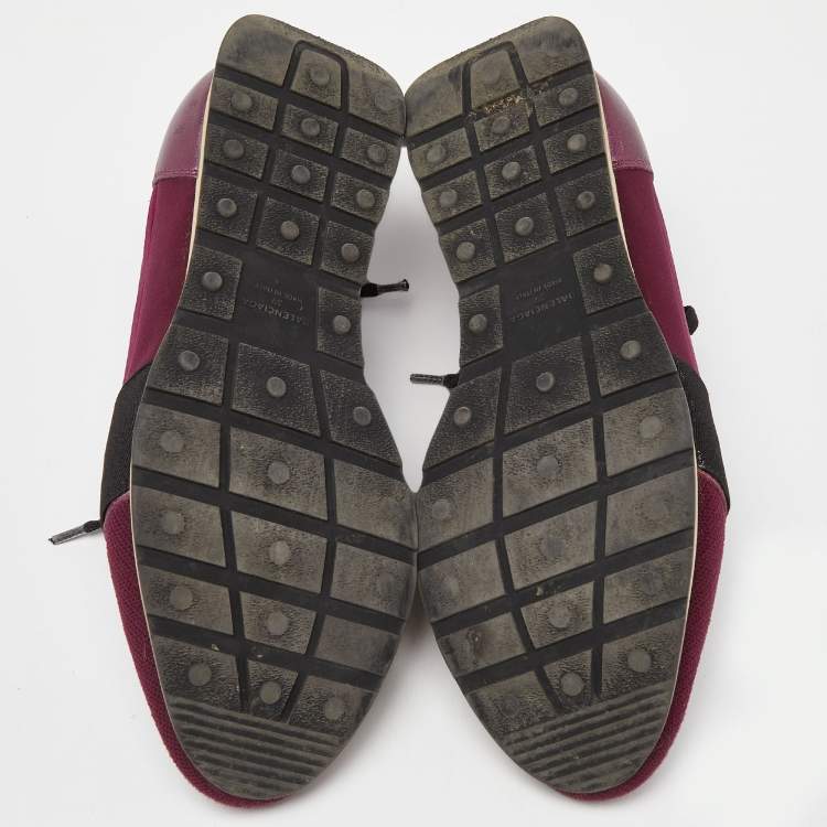 Pre Owned Balenciaga Burgundy Leather, Neoprene and Fabric Race Runner Sneakers Size 39