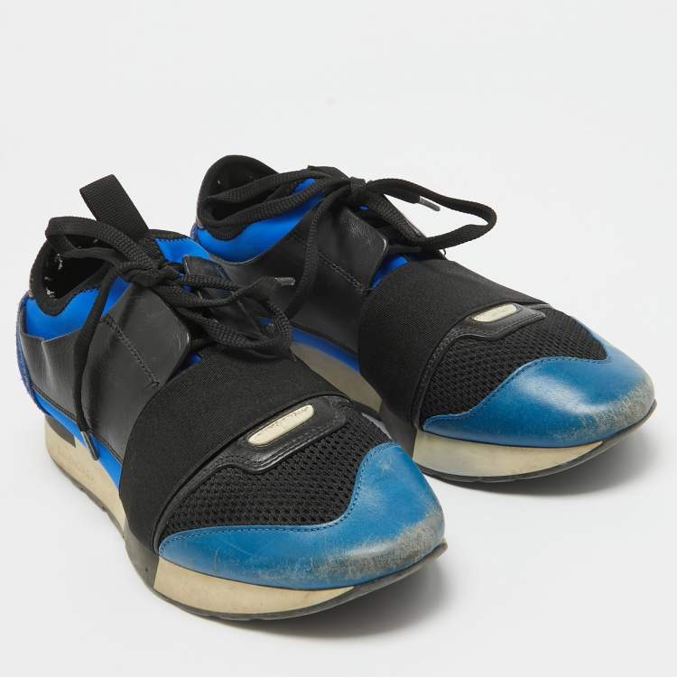 Pre Owned Balenciaga Multicolor Leather and Mesh Race Runner Sneakers Size 39