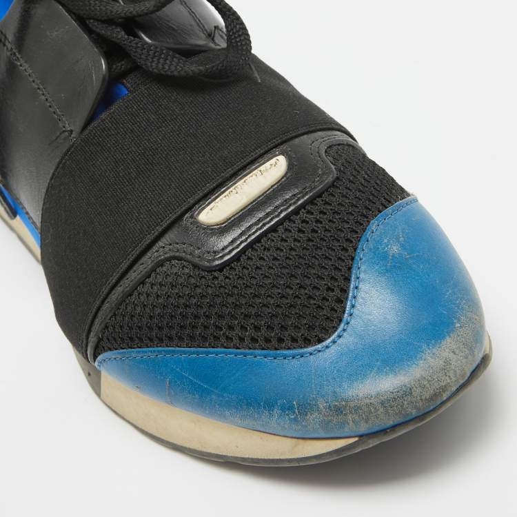 Pre Owned Balenciaga Multicolor Leather and Mesh Race Runner Sneakers Size 39