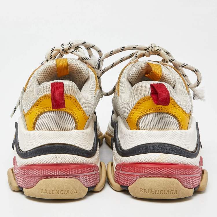 Pre Owned Balenciaga Multicolor Leather and Mesh Triple S Low Top Sneakers Size 35