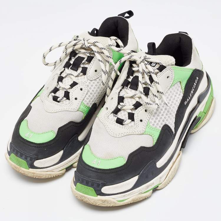 Pre Owned Balenciaga Multicolor Leather and Mesh Triple S Sneakers Size 41