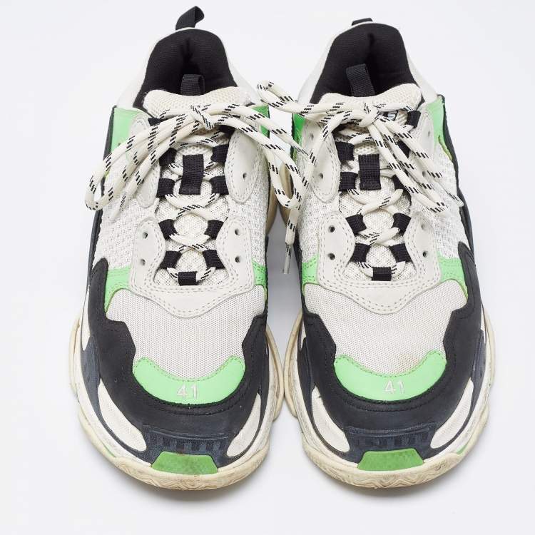 Pre Owned Balenciaga Multicolor Leather and Mesh Triple S Sneakers Size 41