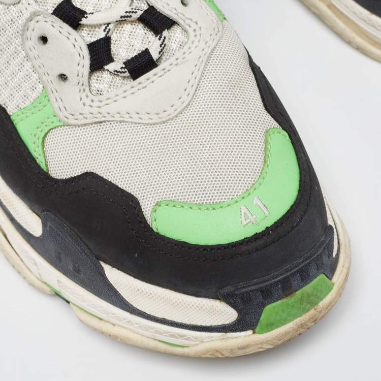 Pre Owned Balenciaga Multicolor Leather and Mesh Triple S Sneakers Size 41