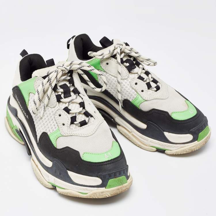 Pre Owned Balenciaga Multicolor Leather and Mesh Triple S Sneakers Size 41