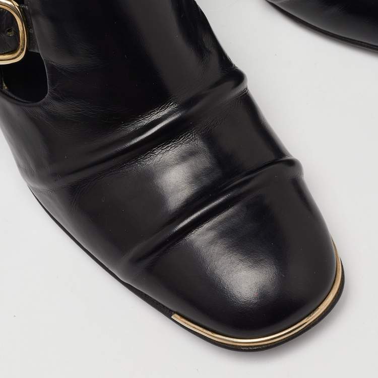 Pre Owned Balenciaga Black Leather Loafer Pumps Size 36