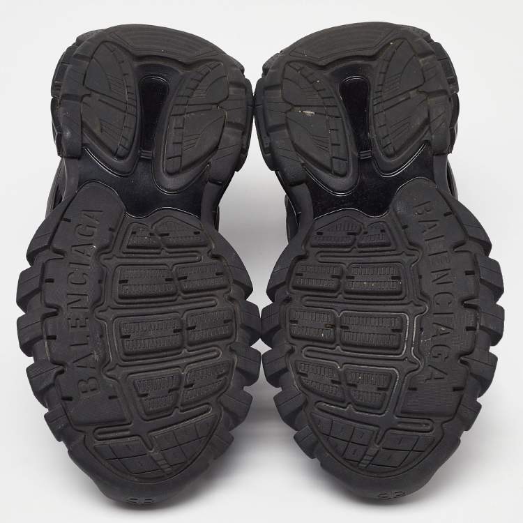 Pre Owned Balenciaga Black Mesh and Faux Leather Track Low Top Sneakers Size 38