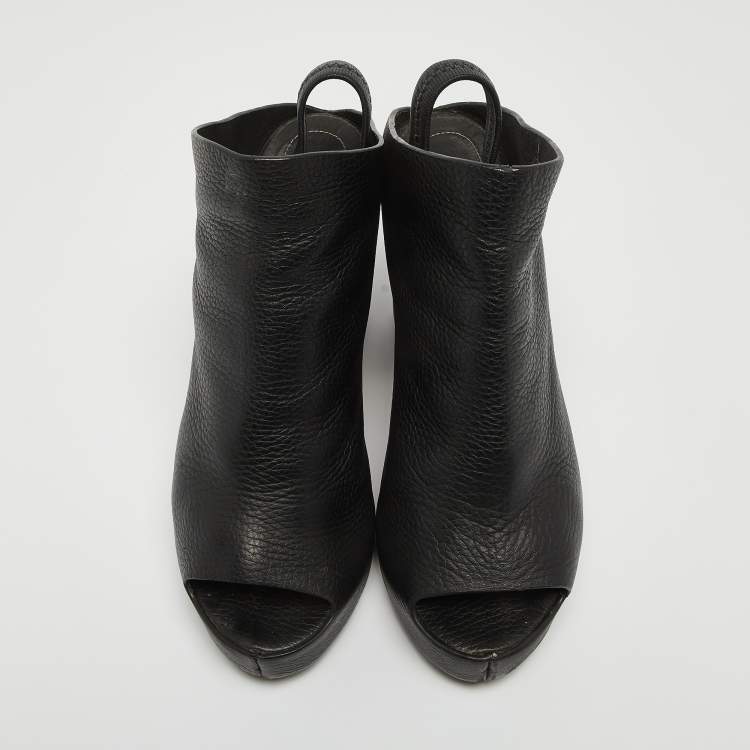 Pre Owned Balenciaga Black Leather Platform Slingback Sandals Size 39