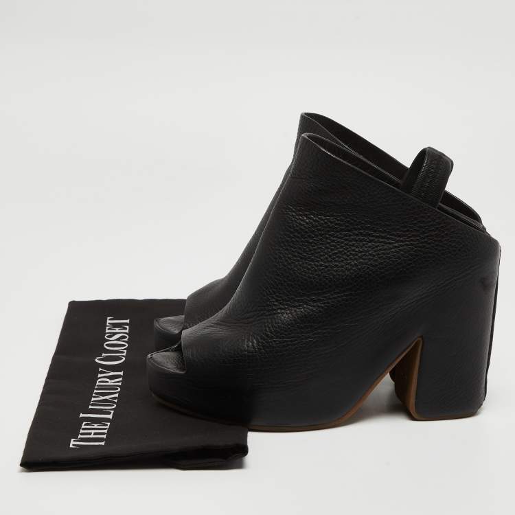 Pre Owned Balenciaga Black Leather Platform Slingback Sandals Size 39