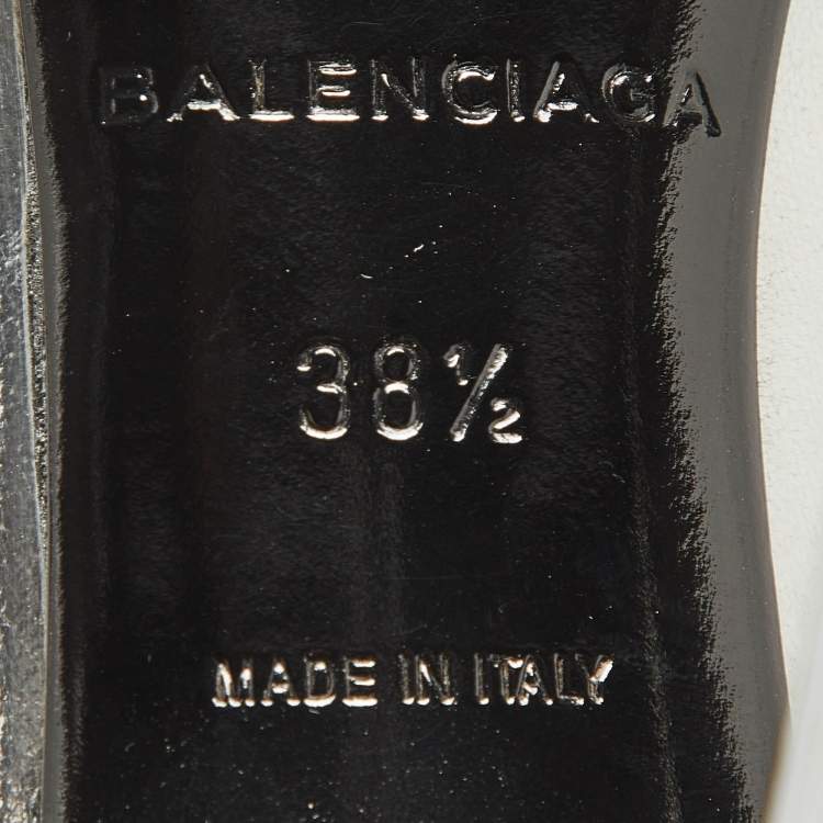 Pre Owned Balenciaga Silver Leather Knee Length Boots Size 38.5