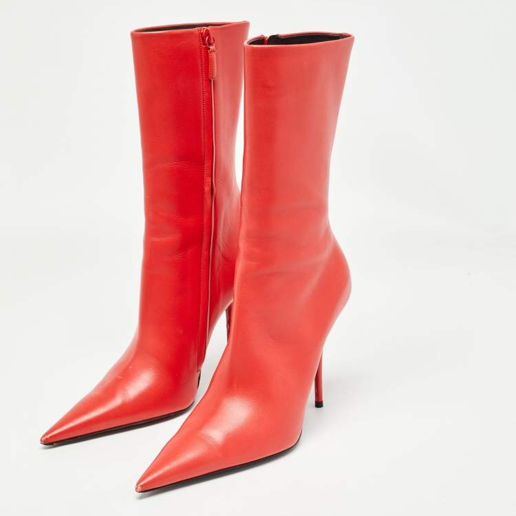 Balenciaga Red Leather Knife Midcalf Boots Size 39 Balenciaga TLC