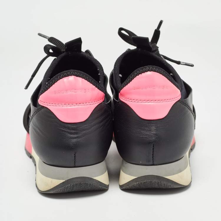 Pre Owned Balenciaga Black Leather Race Runner Sneakers Size 36