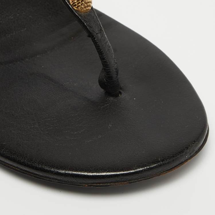 مملوكة مسبقًا Balenciaga Black Leather  Arena Ankle Strap Flats Size 36.5