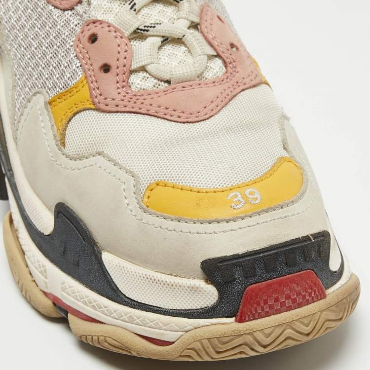 Pre Owned Balenciaga Multicolor Mesh and Nubuck Triple S Sneakers Size 39