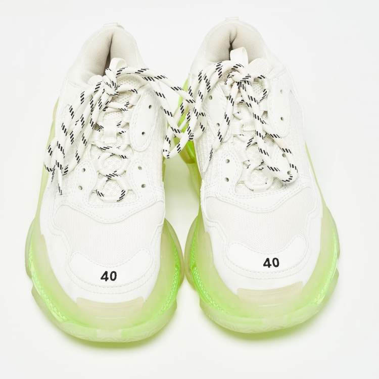 مملوكة مسبقًا Balenciaga White Faux Leather and Mesh Triple S Clear Sneakers Size 40