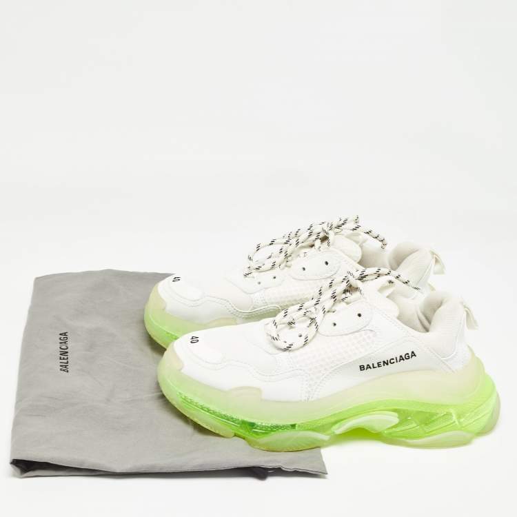 مملوكة مسبقًا Balenciaga White Faux Leather and Mesh Triple S Clear Sneakers Size 40