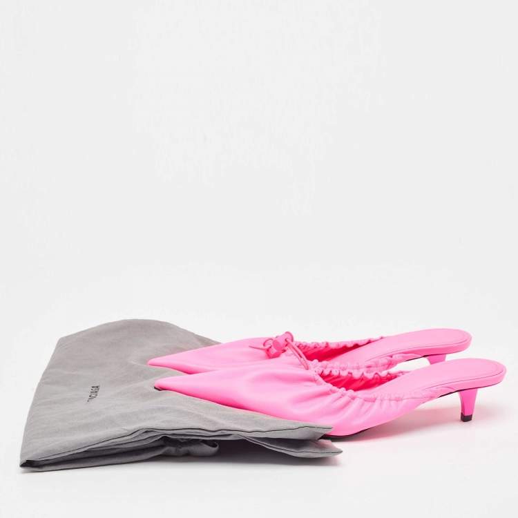 Pre Owned Balenciaga Pink Leather Knife Pointed Toe Mules Size 38