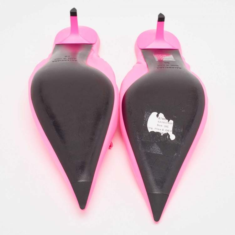 Pre Owned Balenciaga Pink Leather Knife Pointed Toe Mules Size 38