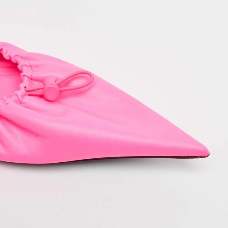 Pre Owned Balenciaga Pink Leather Knife Pointed Toe Mules Size 38