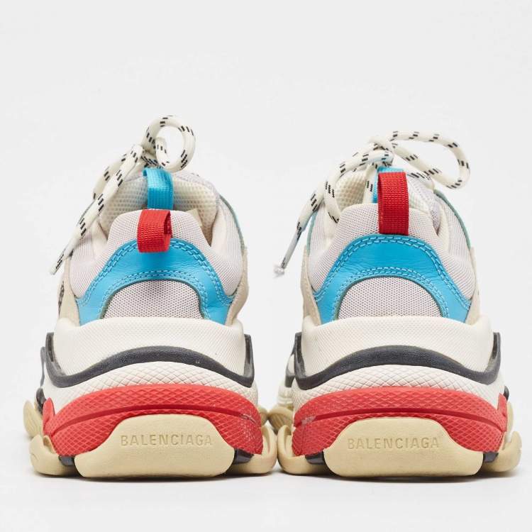 Pre Owned Balenciaga Multicolor Nubuck and Mesh Triple S Sneakers Size 39