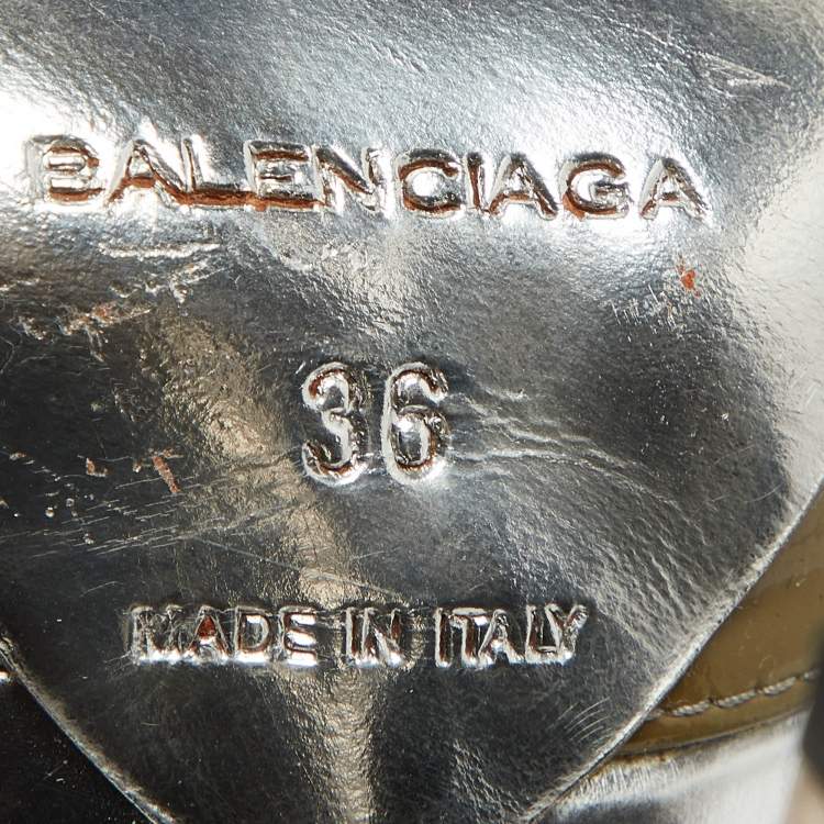 Pre Owned Balenciaga Multicolor Patent Leather Ankle Strap Pumps Size 36