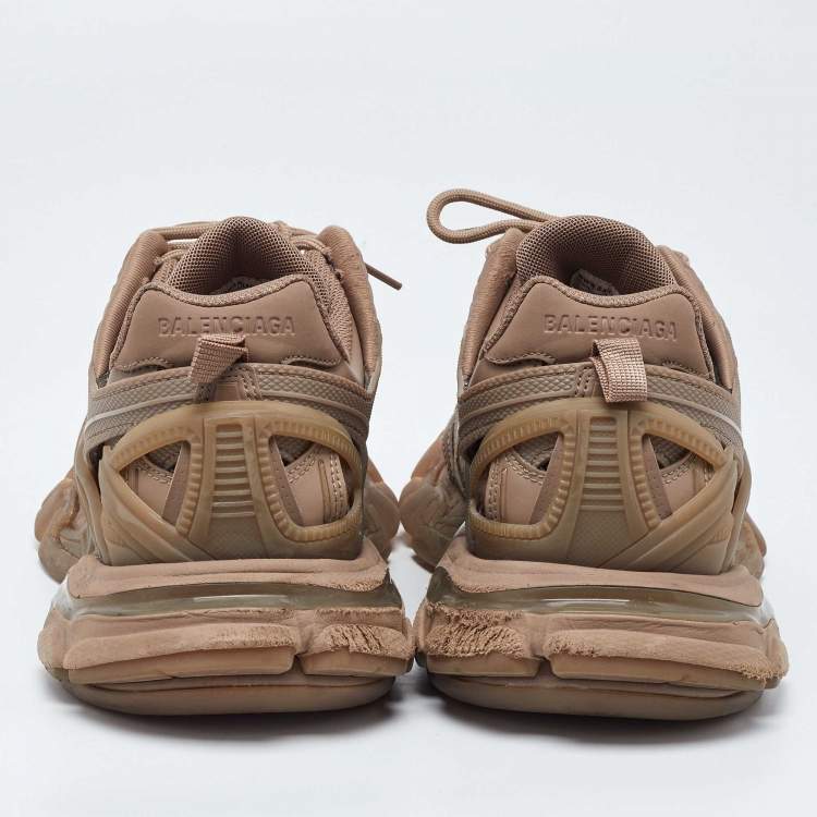 Pre Owned Balenciaga Beige Faux Leather and Mesh Track 2 Sneakers Size 41