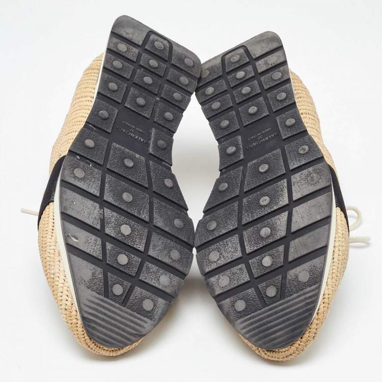 Pre Owned Balenciaga Beige/Black Jute Race Runner Low Top Sneakers Size 37