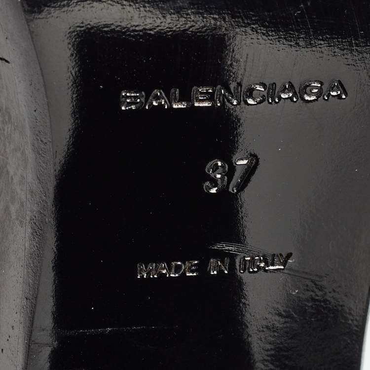 Pre Owned Balenciaga Black Leather Knee Length Boots Size 37