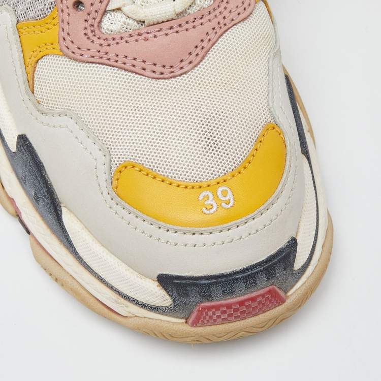 Pre Owned Balenciaga Multicolor Leather and Mesh Triple S Sneakers Size 39