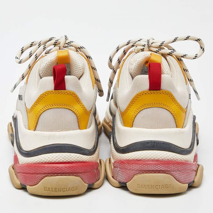 Pre Owned Balenciaga Multicolor Leather and Mesh Triple S Sneakers Size 39