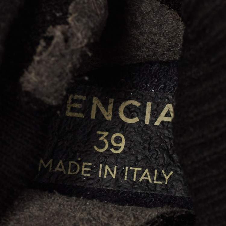 Pre Owned Balenciaga Black Knit Fabric Speed Trainer High Top Sneakers Size 39