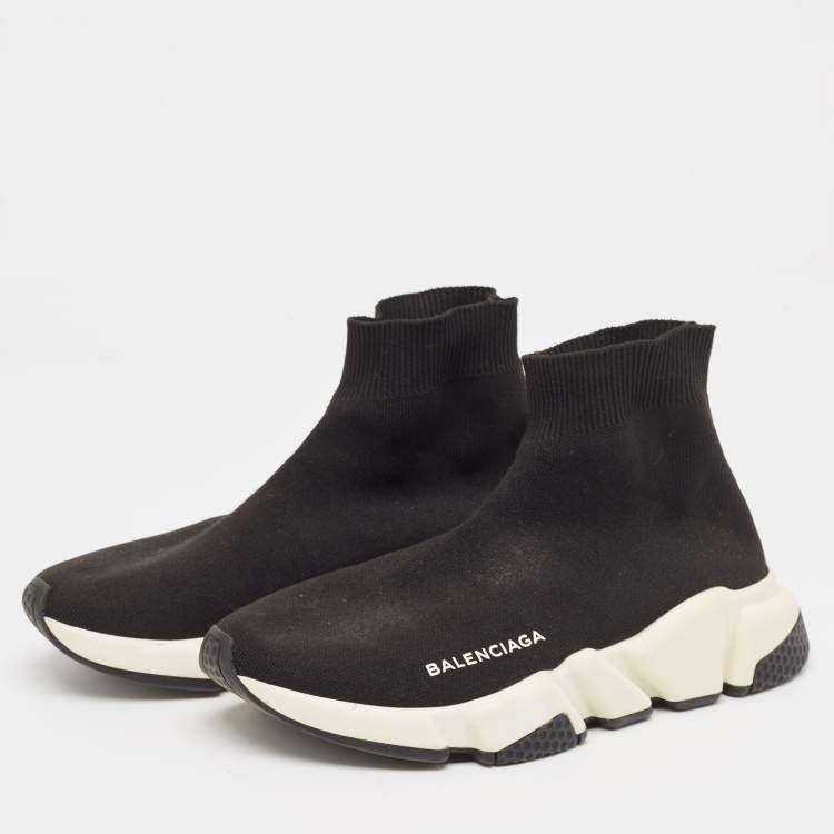 Pre Owned Balenciaga Black Knit Fabric Speed Sock Sneakers Size 36