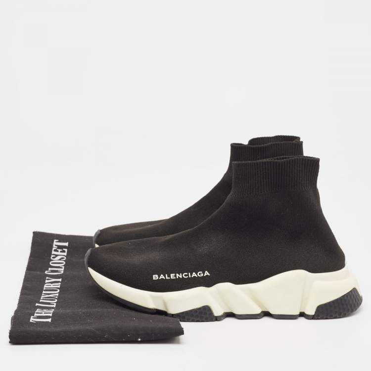 Pre Owned Balenciaga Black Knit Fabric Speed Sock Sneakers Size 36