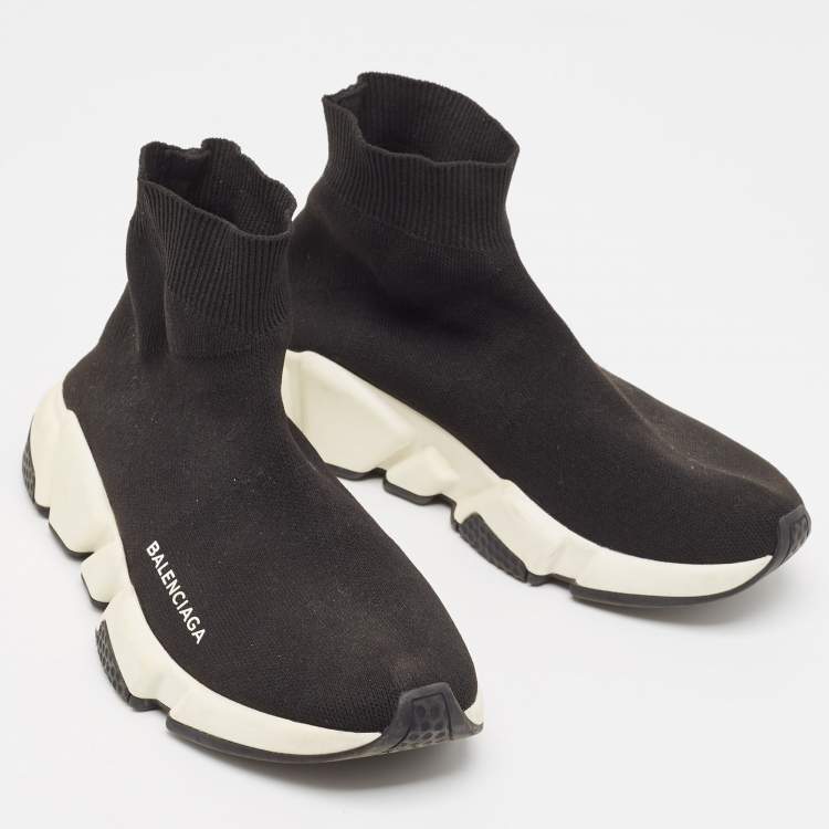 Pre Owned Balenciaga Black Knit Fabric Speed Sock Sneakers Size 36