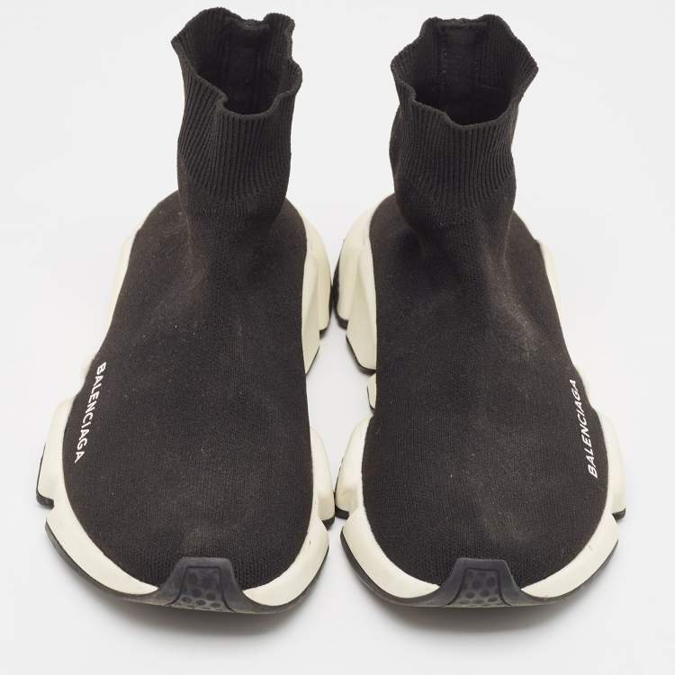 Pre Owned Balenciaga Black Knit Fabric Speed Sock Sneakers Size 36