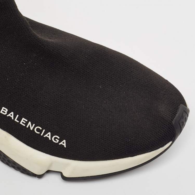 Pre Owned Balenciaga Black Knit Fabric Speed Sock Sneakers Size 36