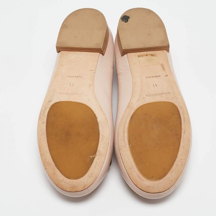 Pre Owned Balenciaga Beige Leather Ballet  Flats Size 41