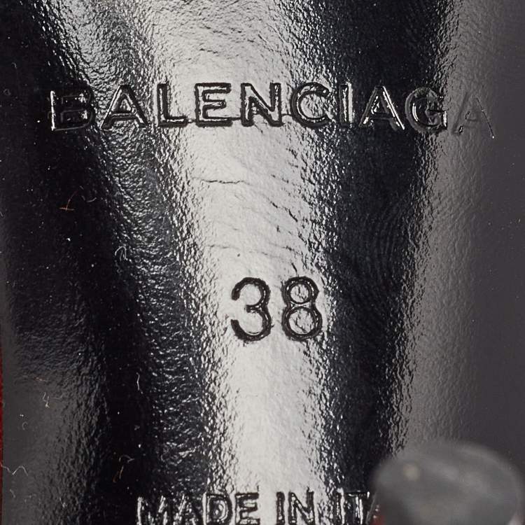 Pre Owned Balenciaga Red Pleated Fabric Logo Print Knife Pumps Size 38