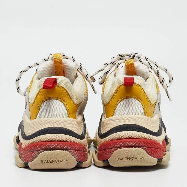 Pre Owned Balenciaga Multicolor Mesh and Nubuck Leather Triple S Low Top Sneakers Size 36