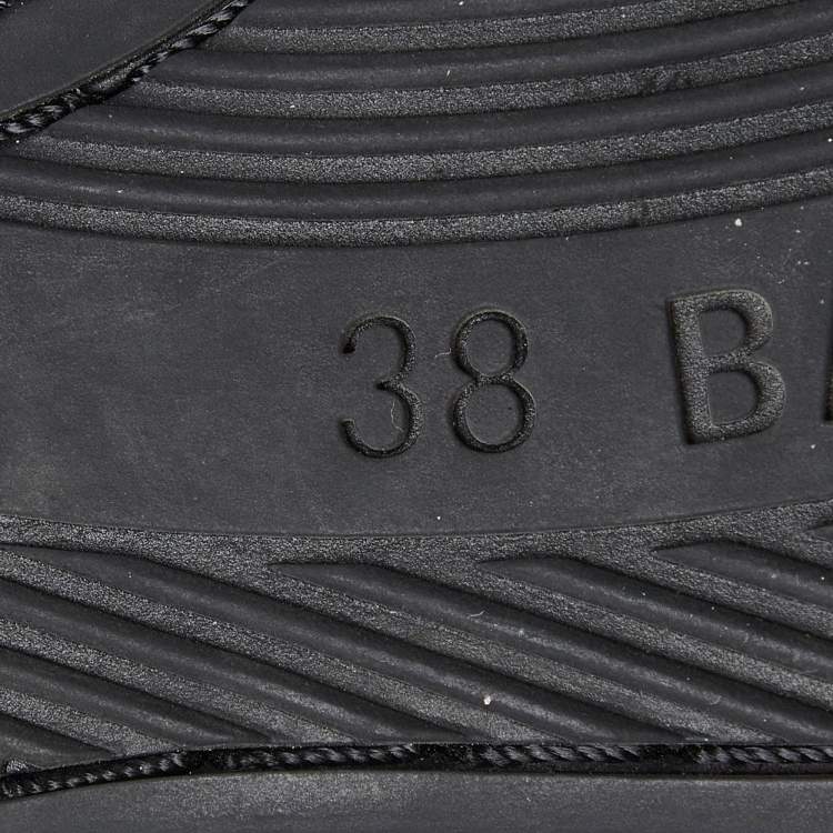 Pre Owned Balenciaga Black Faux Leather and Mesh Drive Sneakers Size 38