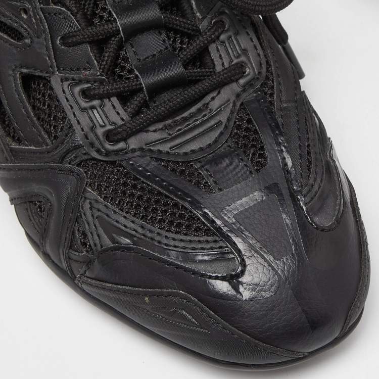 Pre Owned Balenciaga Black Faux Leather and Mesh Drive Sneakers Size 38