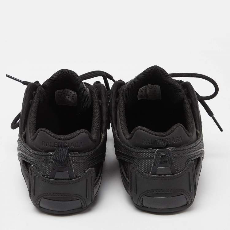 Pre Owned Balenciaga Black Faux Leather and Mesh Drive Sneakers Size 38