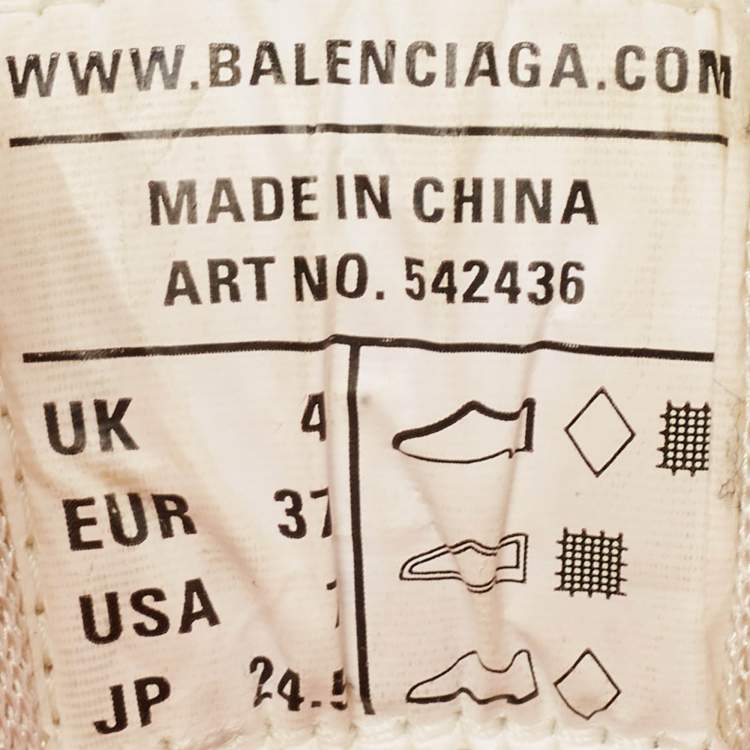 مملوكة مسبقًا Balenciaga White Faux Leather and Mesh Track Sneakers Size 37