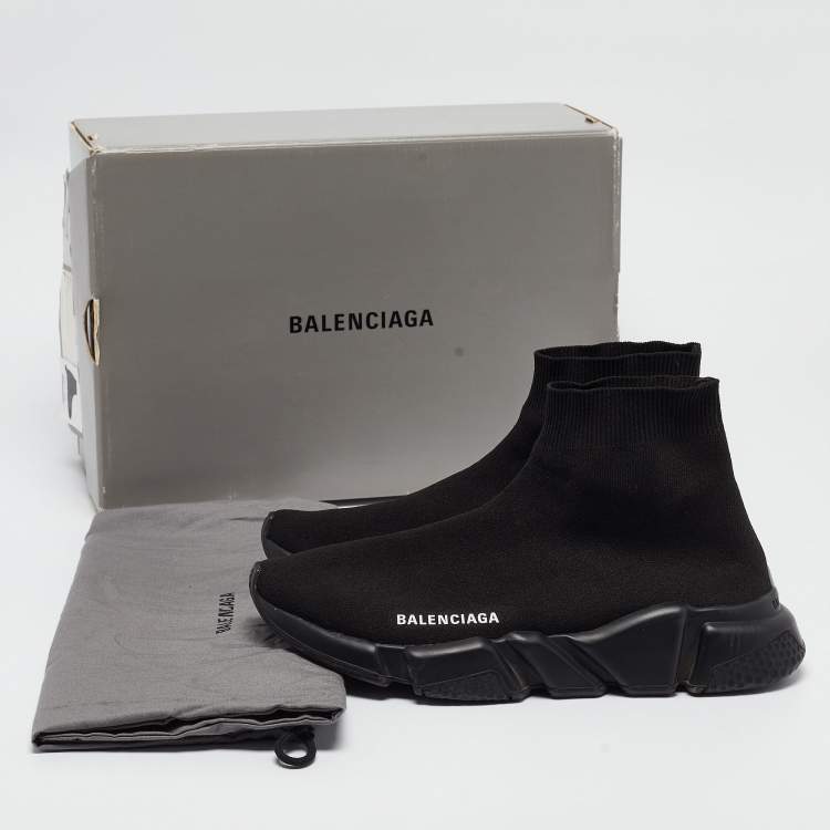 Pre Owned Balenciaga Black Knit Fabric Speed Trainer Sneakers Size 40