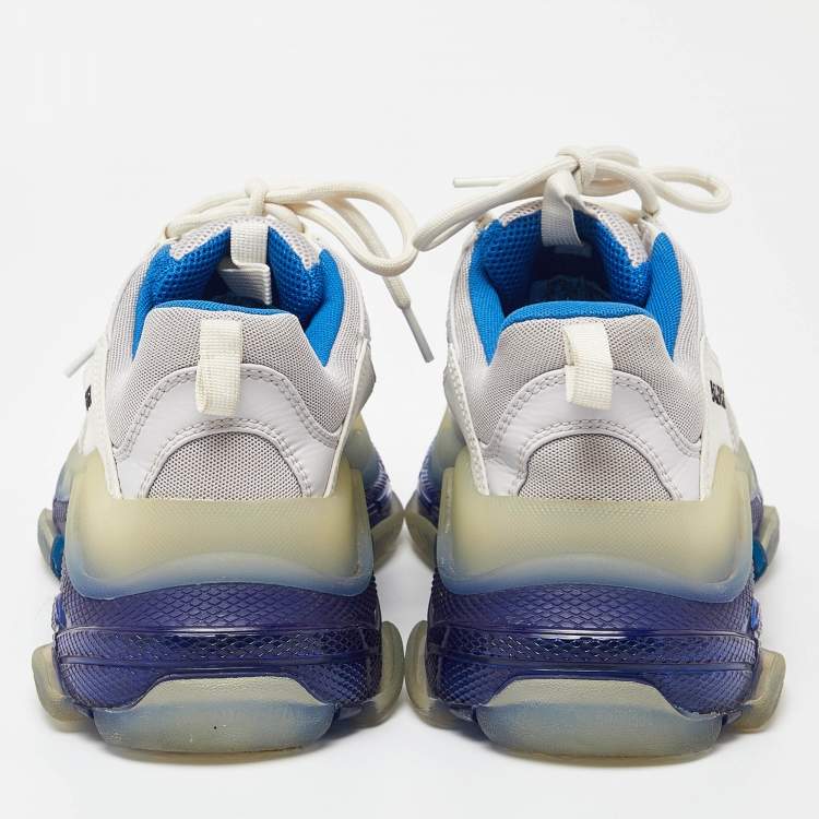 Pre Owned Balenciaga Tri Color Mesh and Faux Leather Triple S Clear Sole Sneakers Size 41
