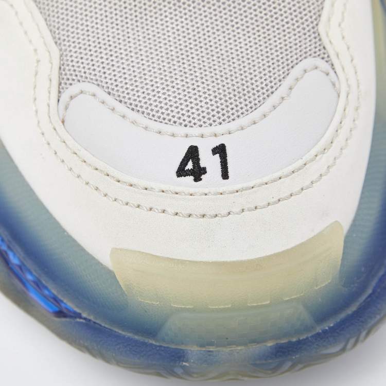 Pre Owned Balenciaga Tri Color Mesh and Faux Leather Triple S Clear Sole Sneakers Size 41