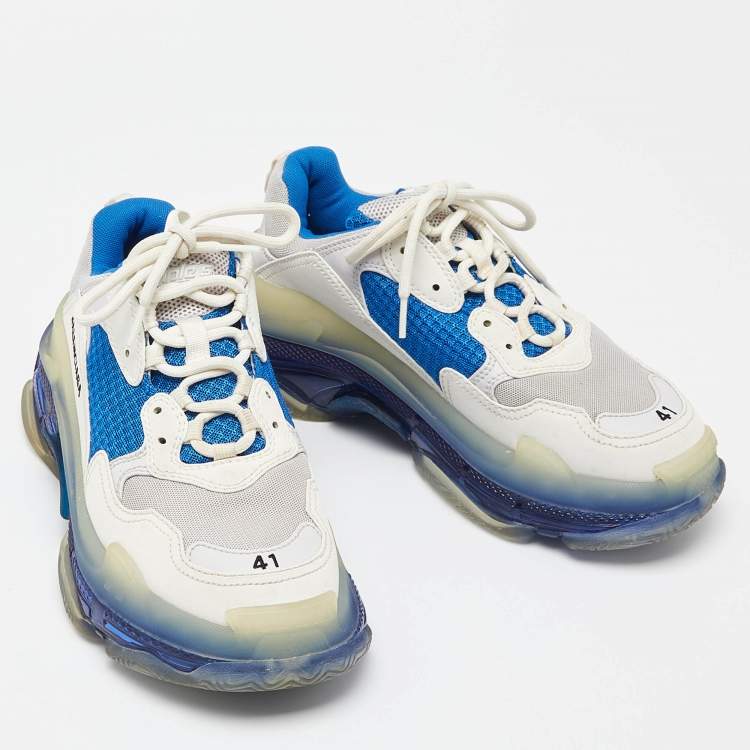 Pre Owned Balenciaga Tri Color Mesh and Faux Leather Triple S Clear Sole Sneakers Size 41
